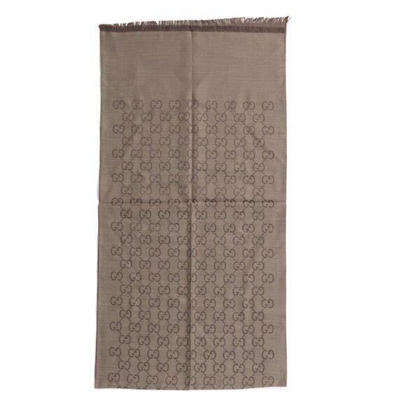 GUCCI Dark Brown Made In Italy Wool Blend Luxury Scarf - Picture 2 of 2